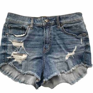 Eunina Lulu High Rise Cut Off Distressed Denim Shorts Sz S